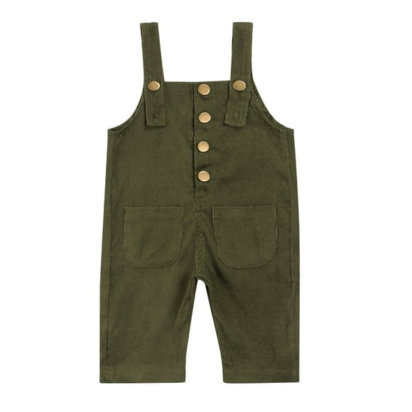 Blotona Infant Baby Boy Girl Adjustable Overalls Solid Color Corduroy Pocket Front Jumpsuit Bib Pants